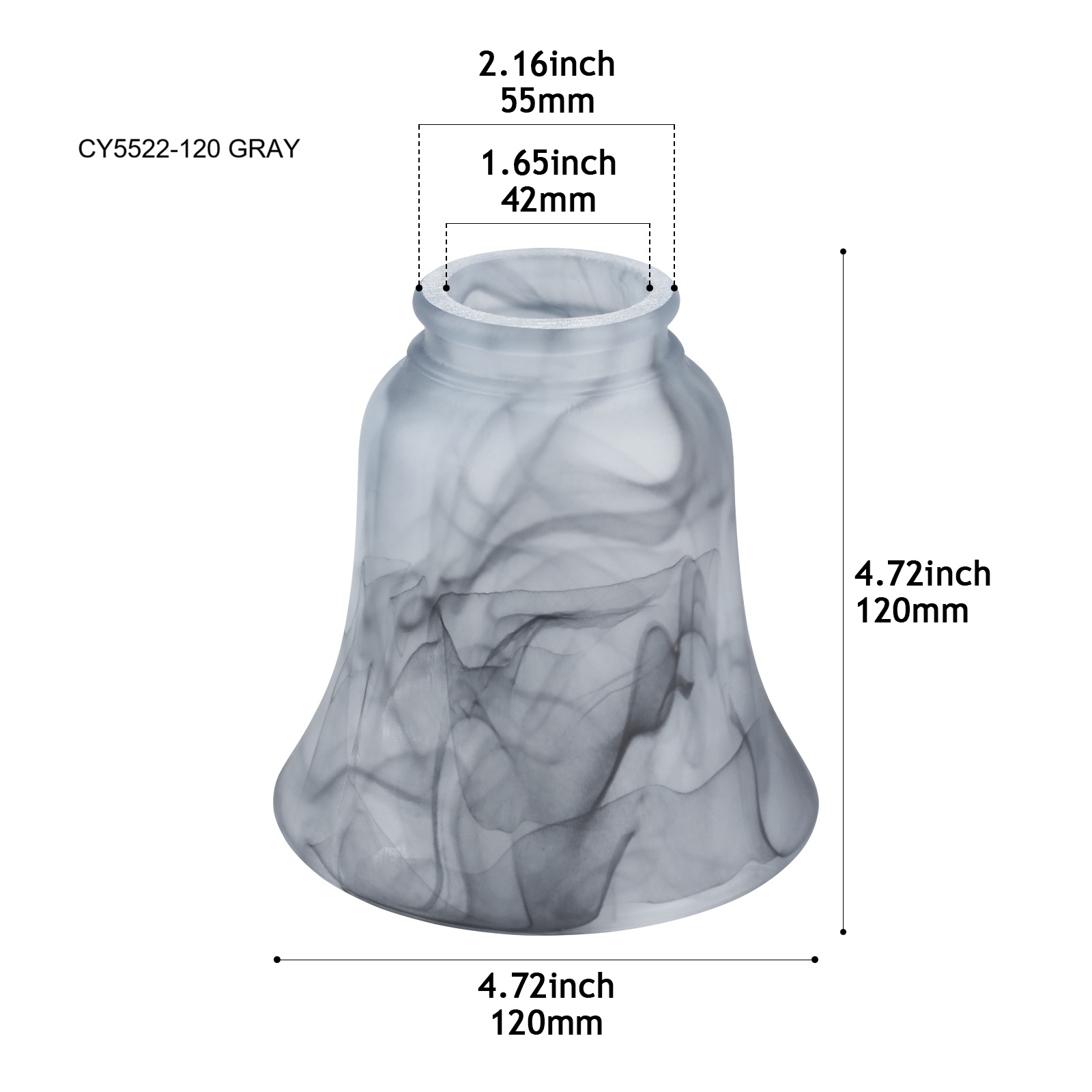 CY5522-120 gray alabaster-effect glass shade