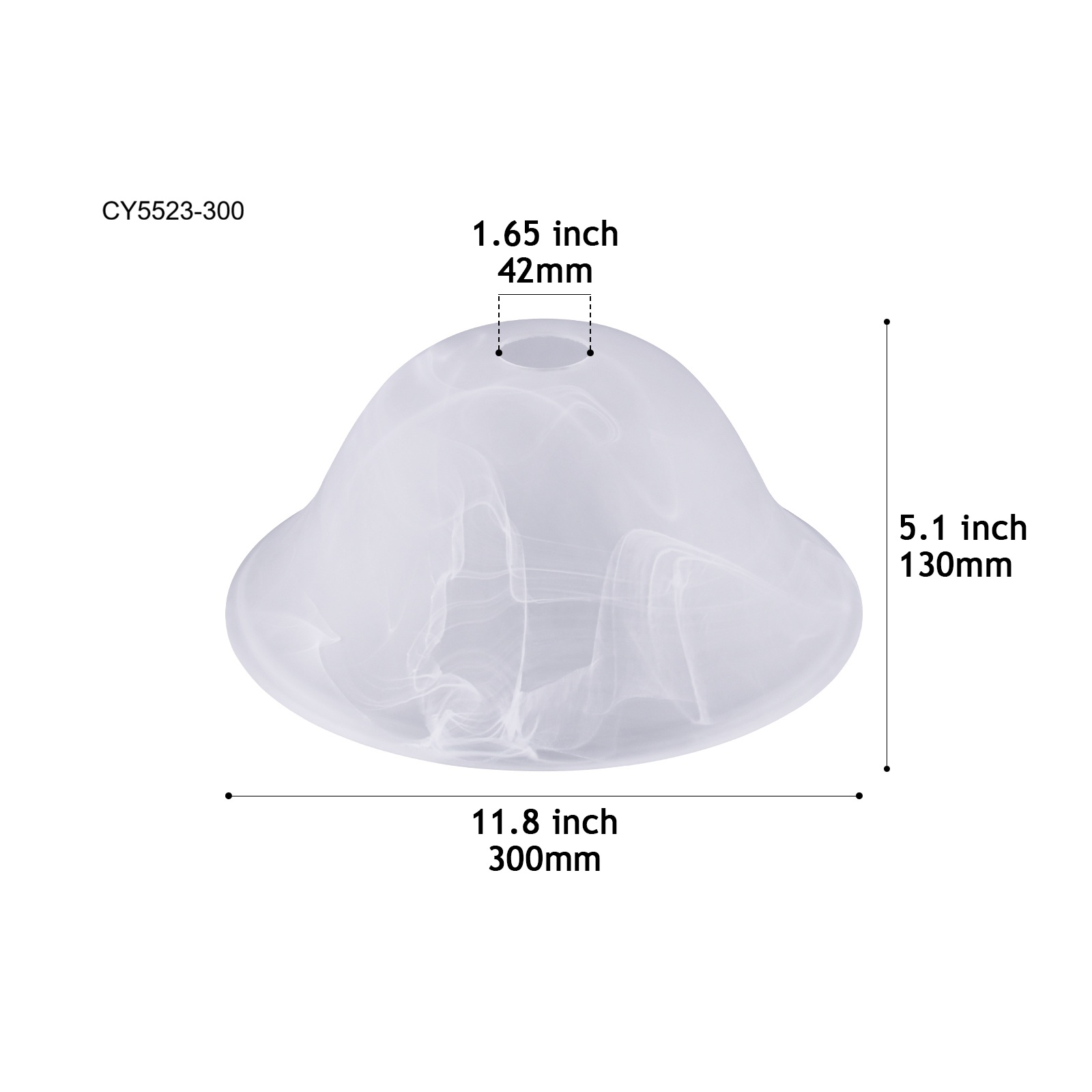 CY5523-300 alabaster-effect glass shade
