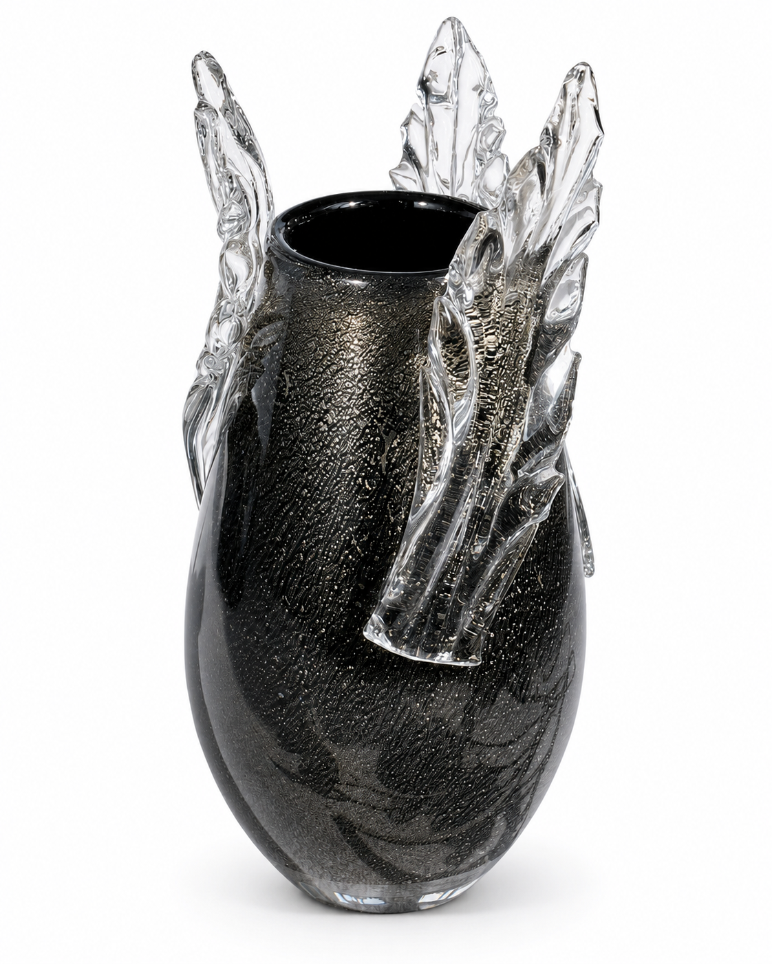 Black and clear decorative glass vessel