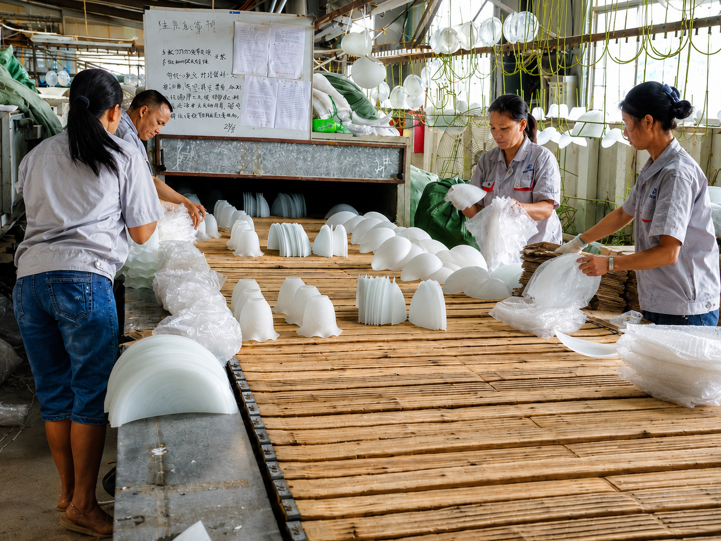Glass shade packing and handling