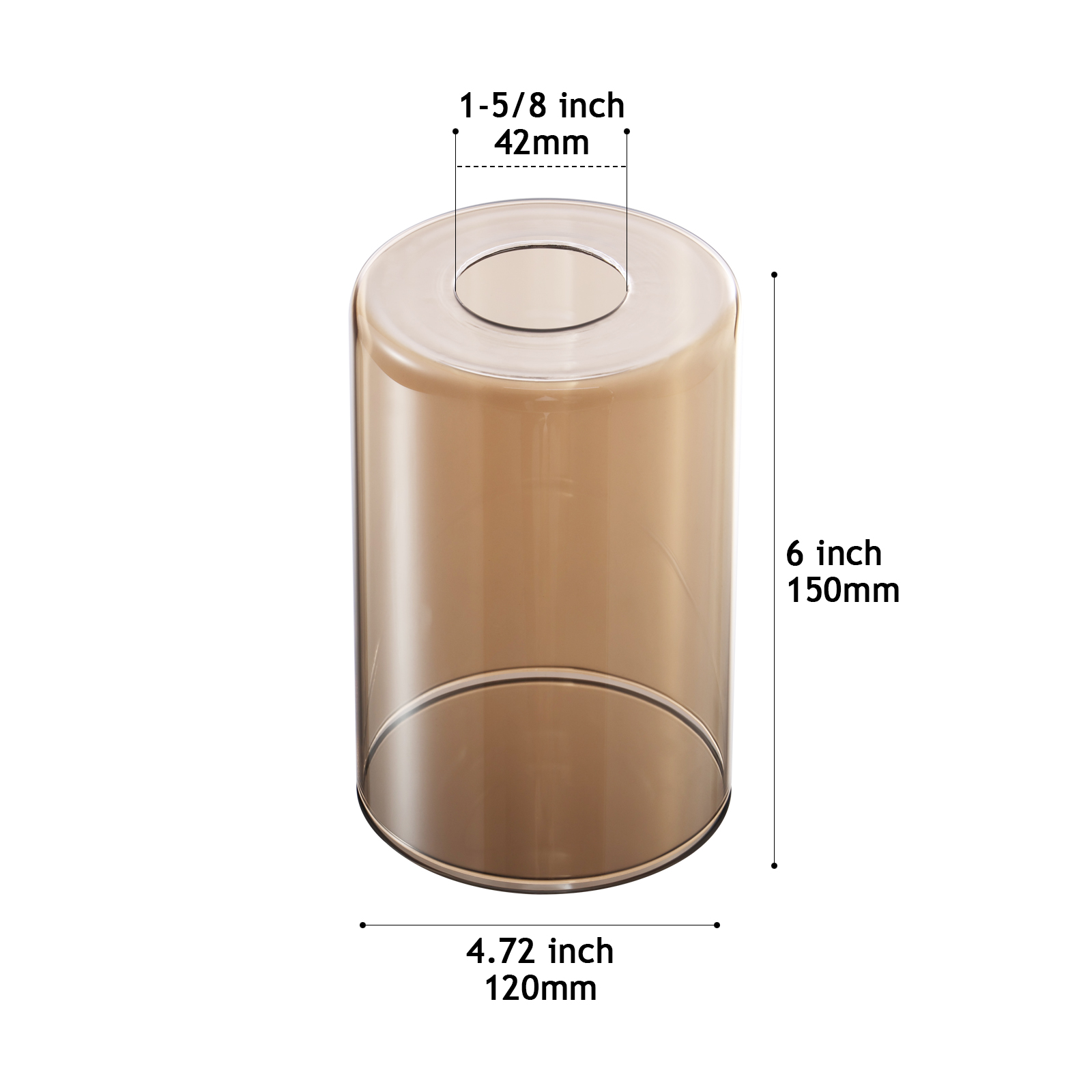 CY800-120-150 AM Amber Transparent Mouth-Blown Glass Shade