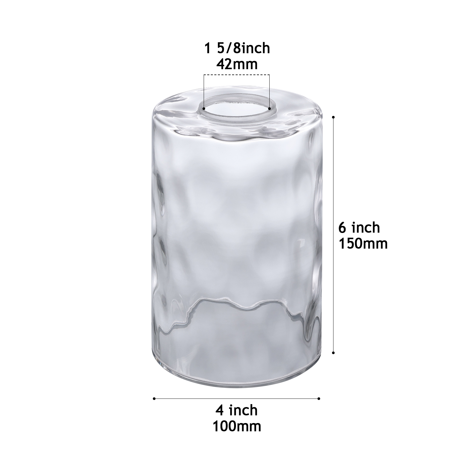 CY830-100-150 T Transparent Mouth-Blown Glass Shade