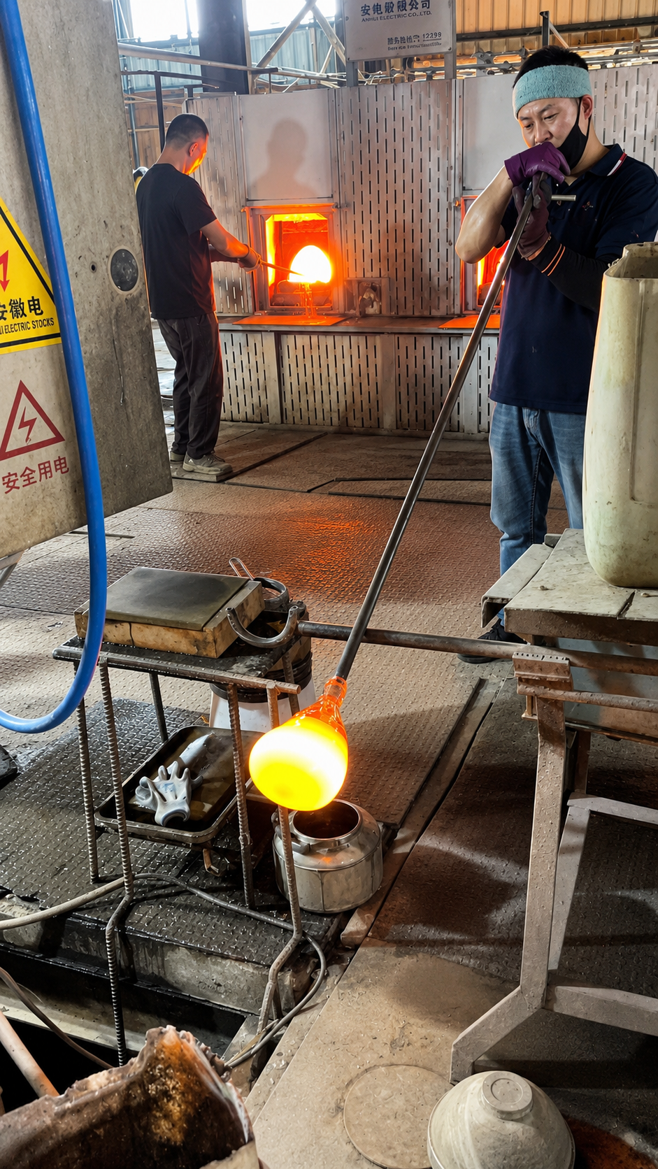Mouth-blown glass workshop