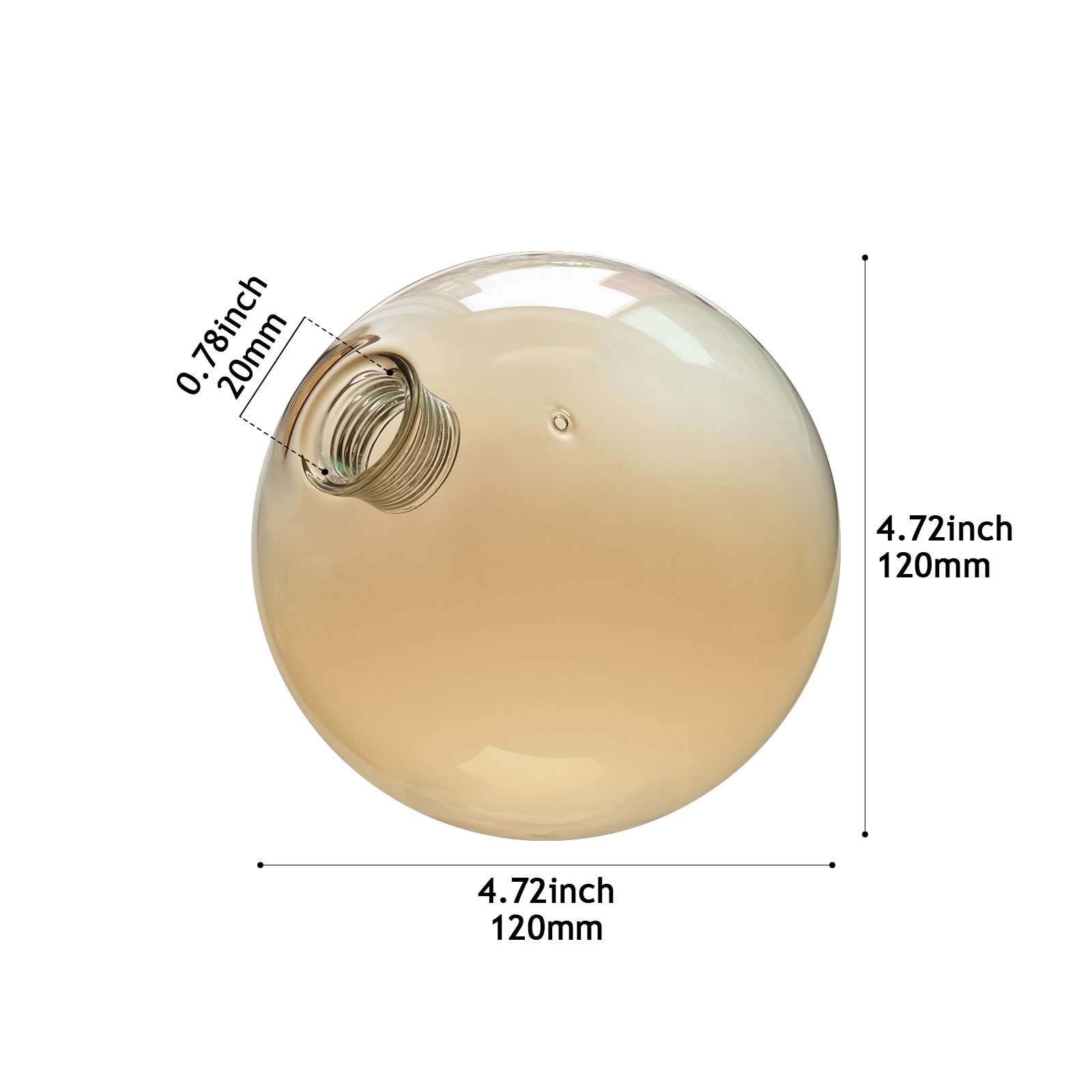 Amber Pyrex-style / borosilicate glass component