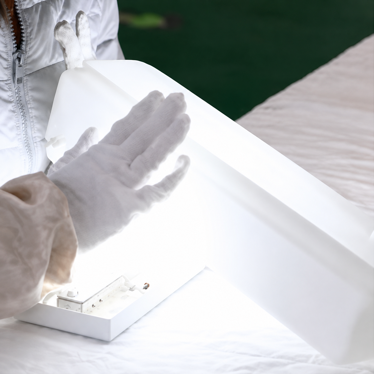 Glass shade inspection on light table